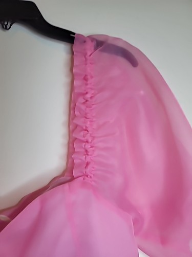 NWT Chelsea and Violet Short Dress Large Pink Sheer Puff Sleeve Babydoll Barbie - Picture 5 of 7