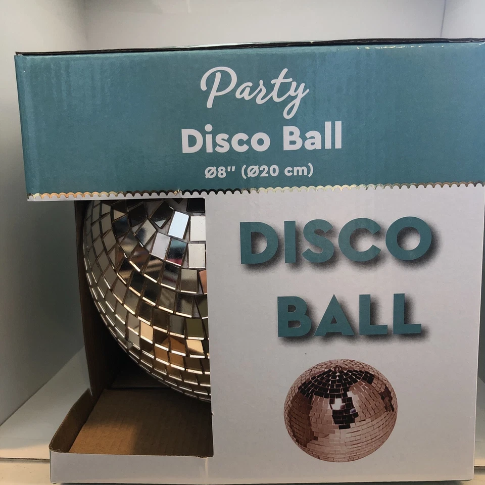 8” Mirror Glass Disco Ball DJ Dance Home Party Bands Club StagelightingRose Gold - Image 2 of 4