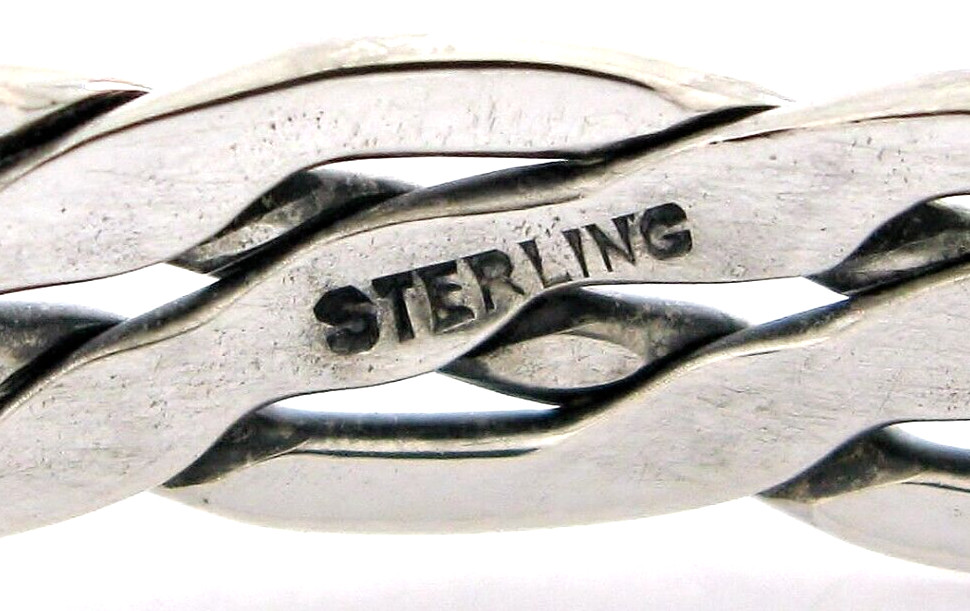 Solid Sterling Silver 925 Woven Bangle Bracelet 1… - image 10