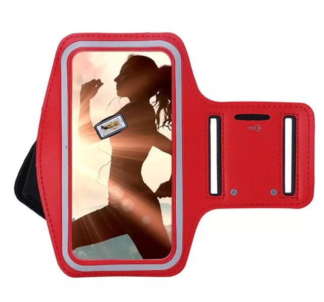 Sweatproof Flexible Armband for iPhone Samsung Galaxy Red Gym Workout Running  
