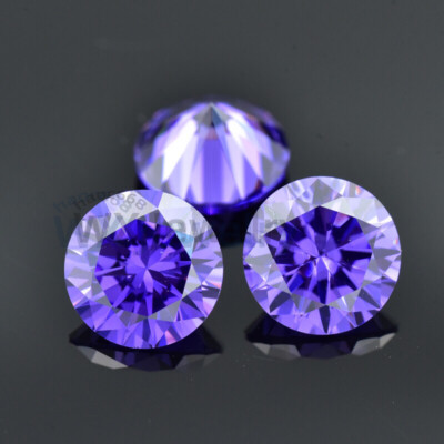 500pcs 0.7～20mm Round Cut Violet Loose cubic zirconia 5A CZ stone Birthstone