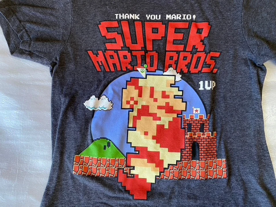 Camiseta Super Mario Bros Youth Boys cinza gráfica manga curta tamanho XS - Imagem 2 de 4