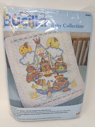 Bucilla Bears Cross stitch Crib Cover Wall Hanging Craft Kit