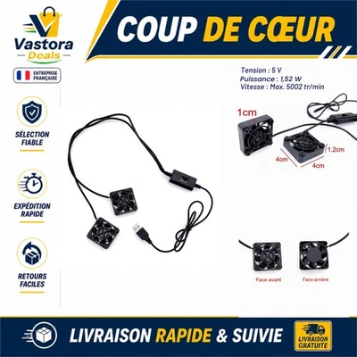 JZK Ventilateur de boîtier USB 40mm 5V avec 3 vitesses réglables - Photo 1/4