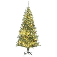 KüNstlicher Weihnachtsbaum 300 Leds & Kugeln Beschneit 210 Cm