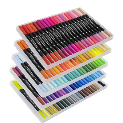 Art Markers Dual Tips Coloring Brush Fineliner Color Pens,100 Colors of Water...