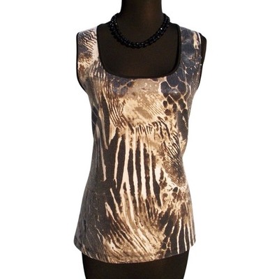 CACHE SAFARI PRINT TEXTURED LAYERS PATTERN Top Cami Size L/XL Stretch $88 NWT