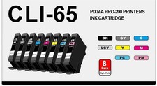 8 Pack Ink Cartridges w/ Chip FOR Canon CLI-65 Pixma Pro-200 Pro 200 Printer