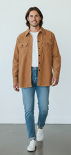 Vintage Levis Panatela Shirt Size Medium 70s Button Corduroy Western Camel Brown