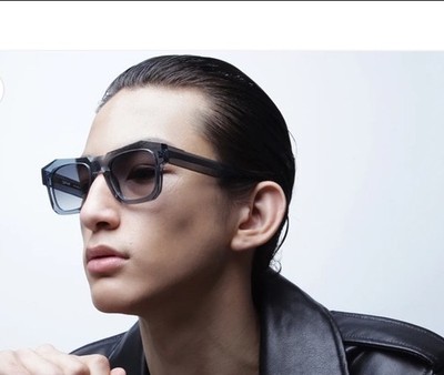 OPHY Jockey Sun Polished Black w Blue Lenses Sunglasses NEW ITALY