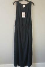 Reformation Size XS Lucelia Dress Black High Double Slit Boat Neck NWT $378!!!