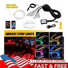 Car Interior 6in1 10m Rgb Ambient Light Strip Set Decor Lamp App Rf Remote 1-5 Car Interior 6in1 10m Rgb Ambient Light Strip Set Decor Lamp App Rf Remote 1-5