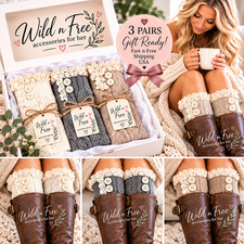 Women Winter Warm Knit Over Knee Long Lace Boot Thigh-High GIFT set of 3 Socks