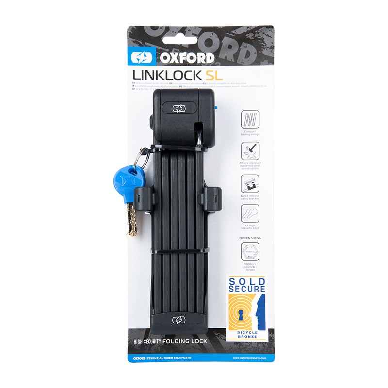 Antivol pliable Oxford LinkLock SL pour velo electrique et moto noir