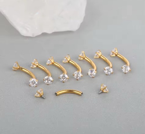 Curved Eyebrow Bar Barbell Curve Banana Cartilage Ear Piercing Navel anodised - Picture 2 of 5