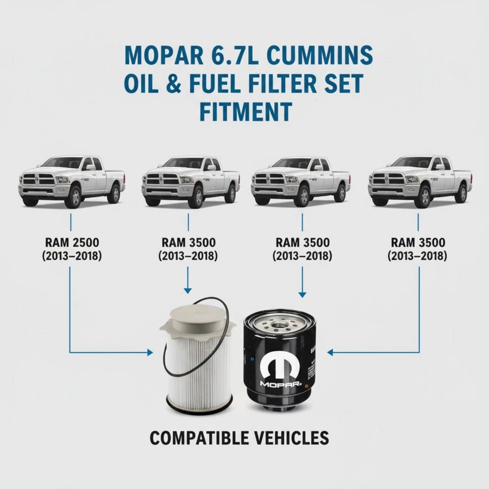 Mopar 6.7L 康明斯滤油器套装 原始设备制造商 适用于 2013 - 2018 年 适用于 Ram 2500 3500 4500 5500 — 第 3/4 张图片