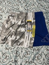 Youth Small 8-10 Adidas Shorts 2-pack NEW Elastic Waist White Camo / Blue