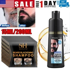 Men Beard Hair Color Shampoo Instant 5 Min Dye Black Mustache Beard Darkening~