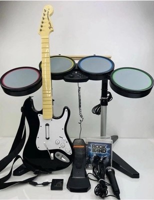 Playstation PS3 PS4 PS2 Rock Band Bundle Guitar Hero Drums Guitar Dongles Mic