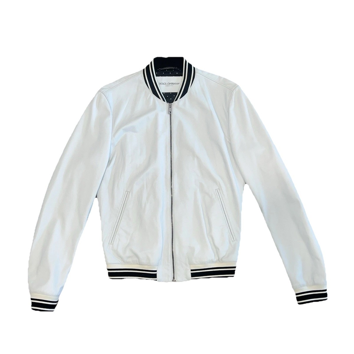 Dolce & Gabbana Men's Leather Jacket White Medium 48IT / 38US | eBay