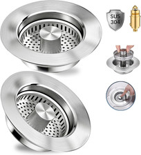 3 in 1 Kitchen Sink Drain Strainer,Pop up Sink Stopper Kitchen Drain, Anti-Clogg