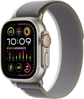 Apple Watch Ultra 2 LTE Titan 49mm Trail Loop Grün/Grau S/M MRF33 Smartwatch