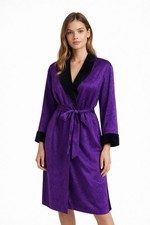 Vintage Victoria  s Secret Gold Label Purple Paisley Robe Glam Whimsigoth Luxe