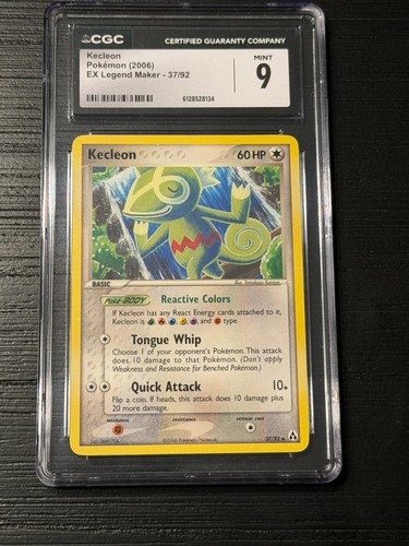 Kecleon 37/92 EX Legend Maker CGC 9 Mint Graded Pokemon Card 2006