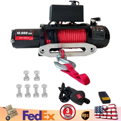 #ad 10000LBS Truck Electric Winch Kit Waterproof IP67 85FT Steel Cable Truck Winch $232.49