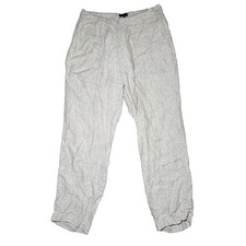 Quince Linen Pants Beige Linen Elastic Waist Cropped Casual Women Size Medium