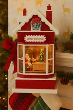 Glitzhome Lighted Santa’s Workshop Waterglobe Swirling Glitter 10” (4-2)