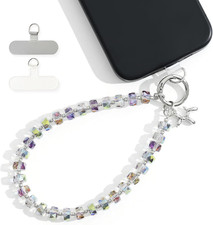 Crystal Phone Wrist Strap Phone Charm Chain Keychain Beaded Cellphone Lanyard wi