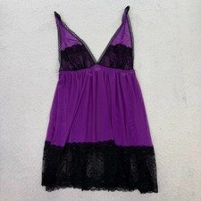 Y2K Purple Sheer Lace Babydoll Slip Dress Goth Grunge Coquette Lingerie