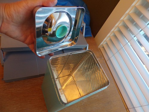 '50s VTG MCM Lincoln Beautyware Chrome & TurquoiseTeal Kitchen Metal Canister - Picture 8 of 12