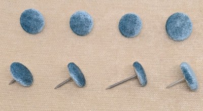 Azure Slub Crushed Velvet Nagel Rücken Polster Knöpfe - verschiedene Größen verfügbar