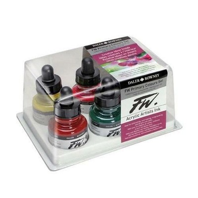 DALER ROWNEY Acrylic Ink - FW Artists Ink 29.5ml - Set of Six Primary Colours