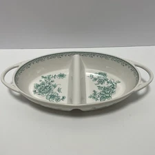 Pioneer Woman Agatha Floral Divided Serving Bowl Oval Stoneware Dish