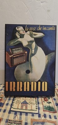 Gino Boccasile Irradio Radio Woman Italian Advertising Poster Deco 10x12 Blue
