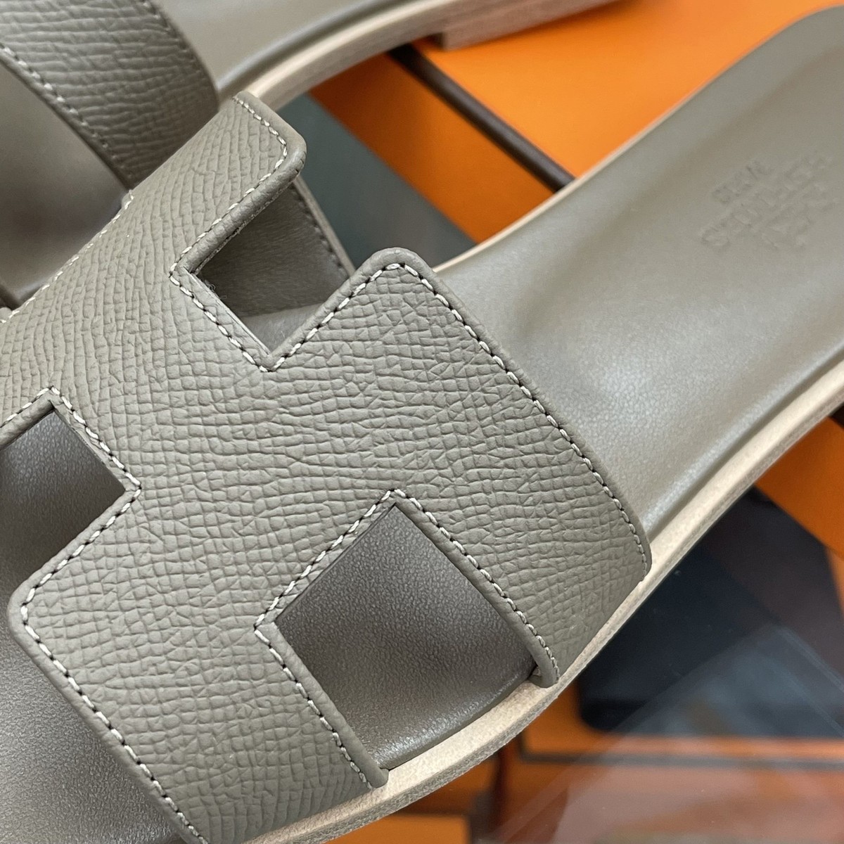Hermes Oran Sandal Slipper Etoupe H202272 141814585 | eBay