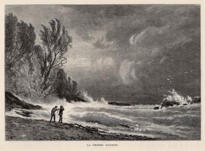 La Crosse Harbor Wisconsin Lake Superior Shore 1872 Antique Wood Engraving