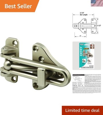 Satin Nickel Swing Bar Door Lock - Heavy Duty Auxiliary Security with Easy Setup
