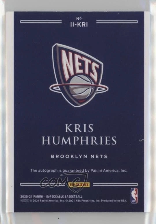 2020 Panini Impeccable Indelible Ink Holo Gold /10 Kris Humphries #II-KRI Auto - Image 2 of 2