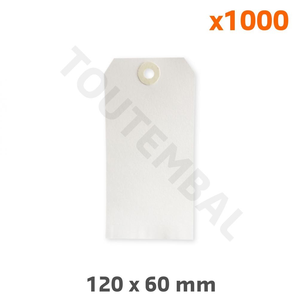 Étiquette américaine blanche en carton 120x60 mm pour marquage industriel en lot de 1000 pièces