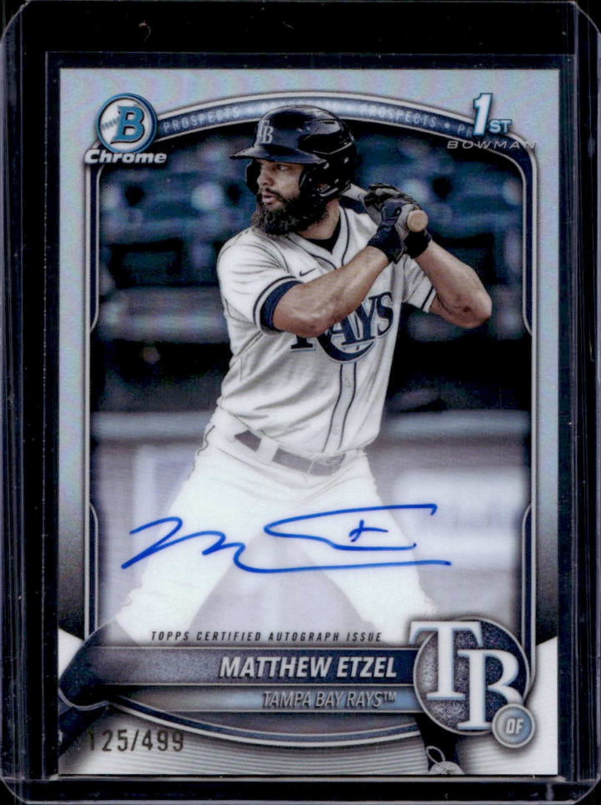 2025 Bowman Chrome Matthew Etzel Auto Refractor 1st #125/499 Rays