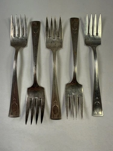 Carthage by Wallace Sterling Silver Fork Collection of 5 - Art Deco Design