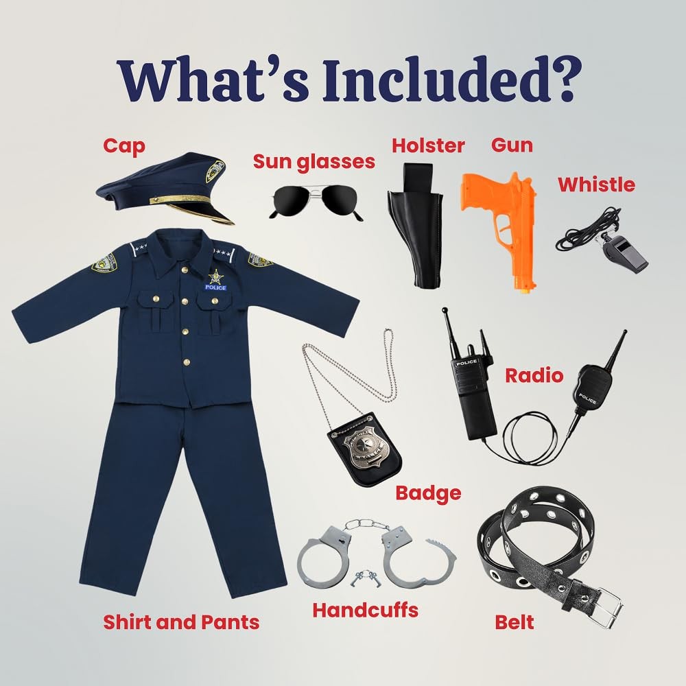 7 Piece Police Officer Costume Outfit Set For Kids Role Play Dress Up | eBay