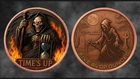 Copper-5 oz Grim Reaper-999 Fine-Colored Round High Relief-Is Your Time Up??