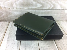 Green color  leather wallet 6 pockets vertical style