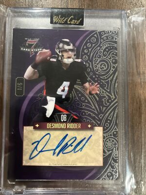 Desmond Ridder NFL 2023 Wild Card 7 Card, Purple Auto /6. Signature. Atlanta