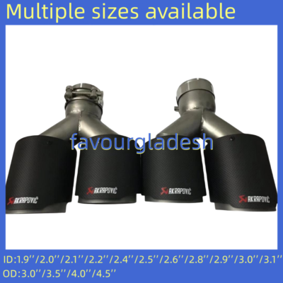 1PCS Akrapovic Carbon Fiber Exhaust Tip Dual Pipe ALL Size OD:76 89 101 114mm 1PCS Akrapovic Carbon Fiber Exhaust Tip Dual Pipe ALL Size OD:76 89 101 114mm